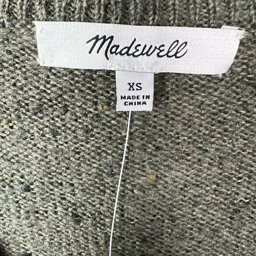 Madewell Sweater Donegal Forest Bartlett V Neck Pullover Green Black Speckled XS